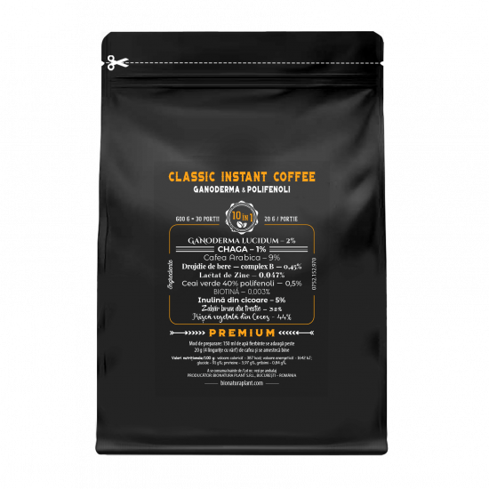 Clasic Instant Coffee 10in1 cu Ganoderma+Polifenoli - 600g veg (30 de portii)