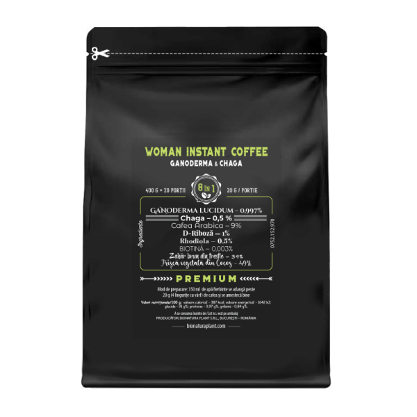 Woman Instant Coffee 8in1 cu Ganoderma si Chaga - 400g veg (20 de portii)